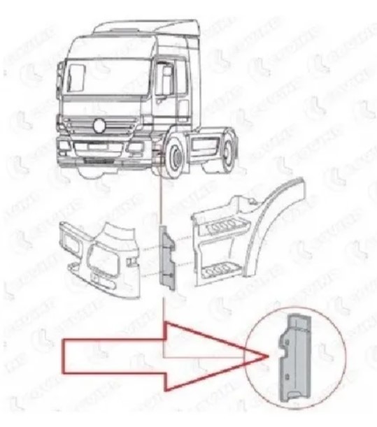 WSPORNIK OSŁONA ZDERZAKA LEWA MERCEDES ACTROS MP2 Strona zabudowy przód