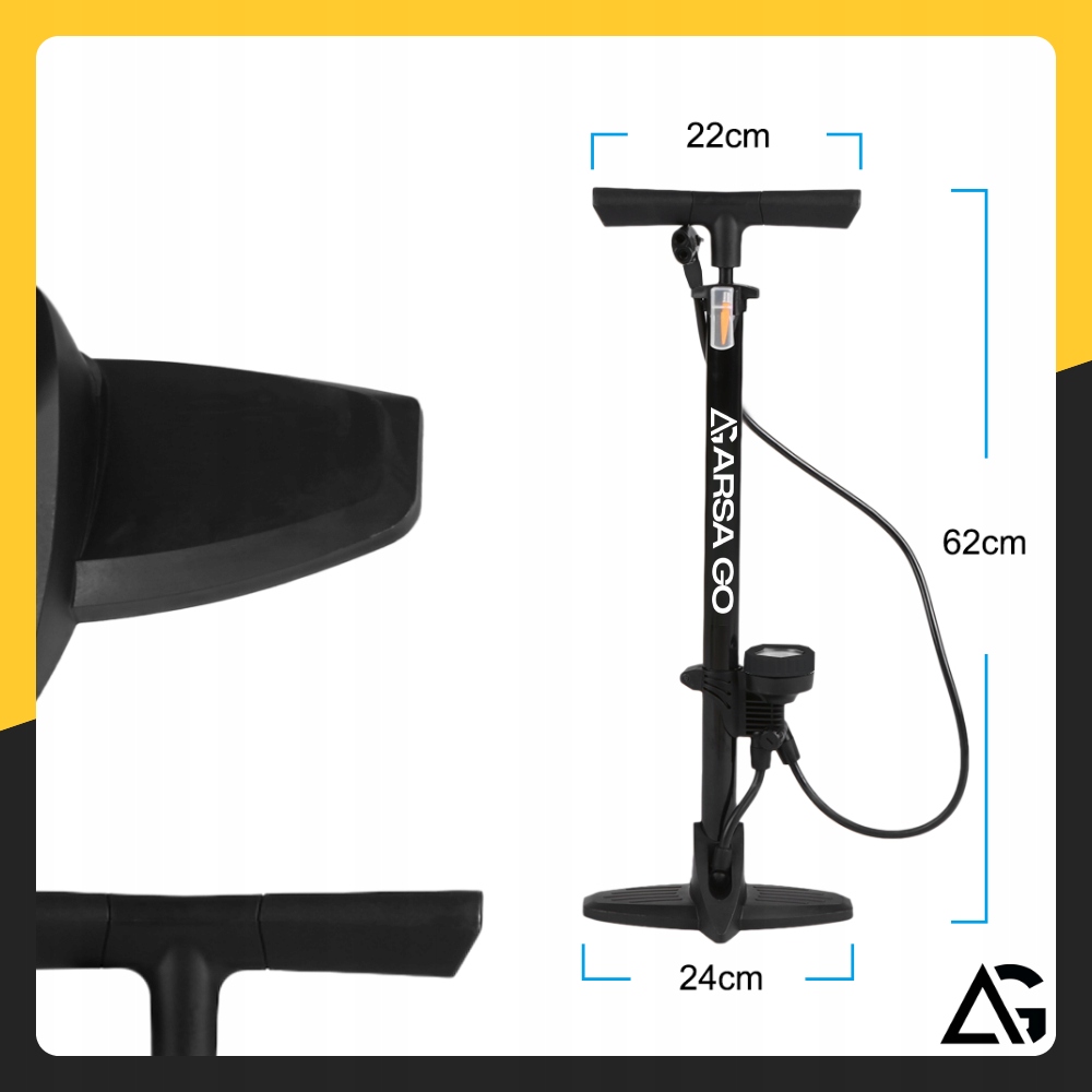 POMPKA ROWEROWA Z MANOMETREM RĘCZNA DO ROWERU PIŁEK SAMOCHODOWA PODŁOGOWA Waga 880 g