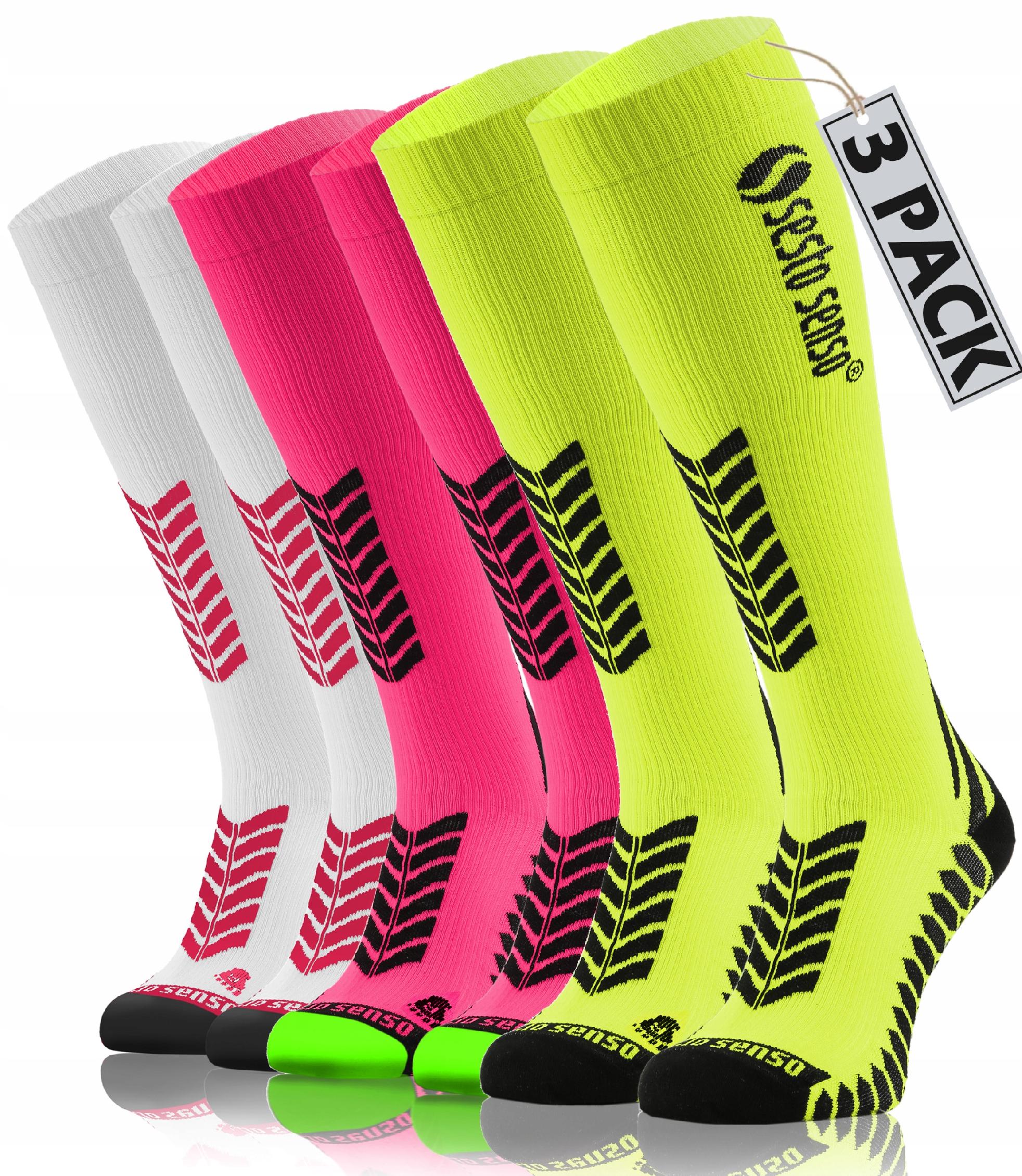 Sesto Senso 3 pary wysokich skarpet do biegania 39-42 różowe