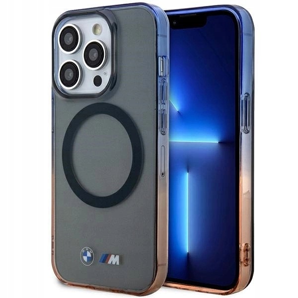 Etui Bmw Gradient Bumper MagSafe na iPhone 14 Pro szare