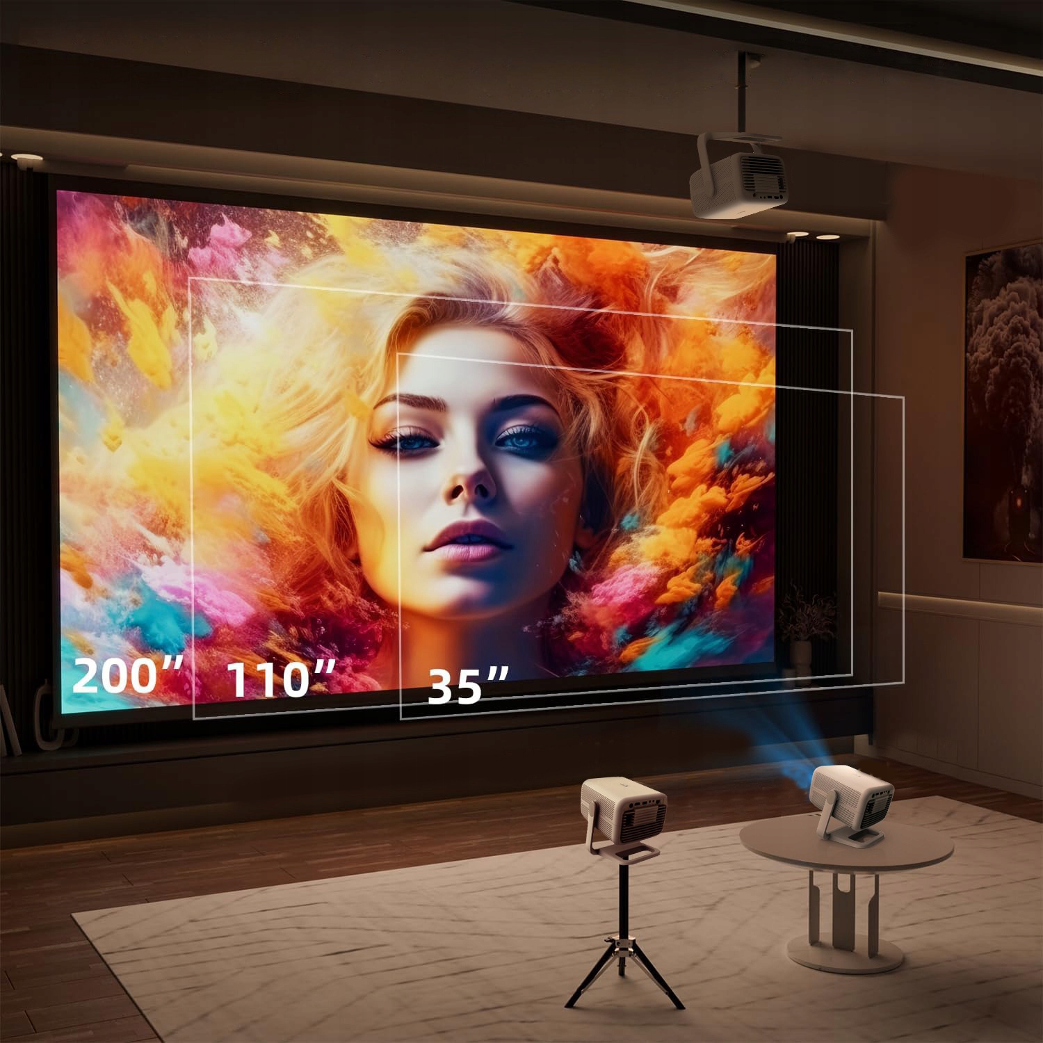 PROJEKTOR ZENWIRE H8 ANDROID FULL HD 4K WI-FI BLUETOOTH AUTOFOCUS 12K LUMEN Głośność pracy 28 dB