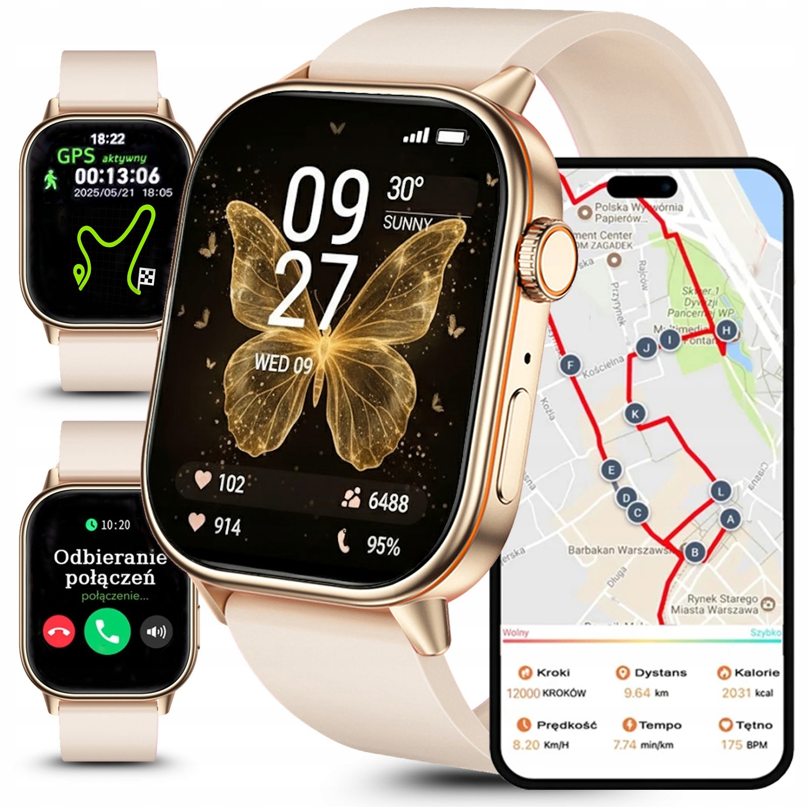 Zegarek damski SMARTWATCH RUBICON z GPS KOMPASEM ROZMOWY BATERIA 420