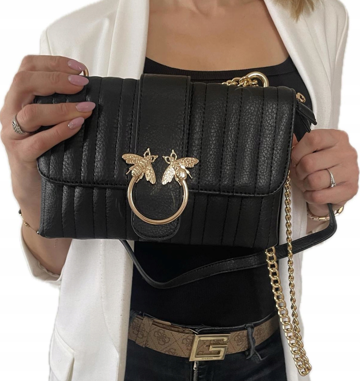 Torebka chanelka LISTONOSZKA PSZCZÓŁKI łańcuszek