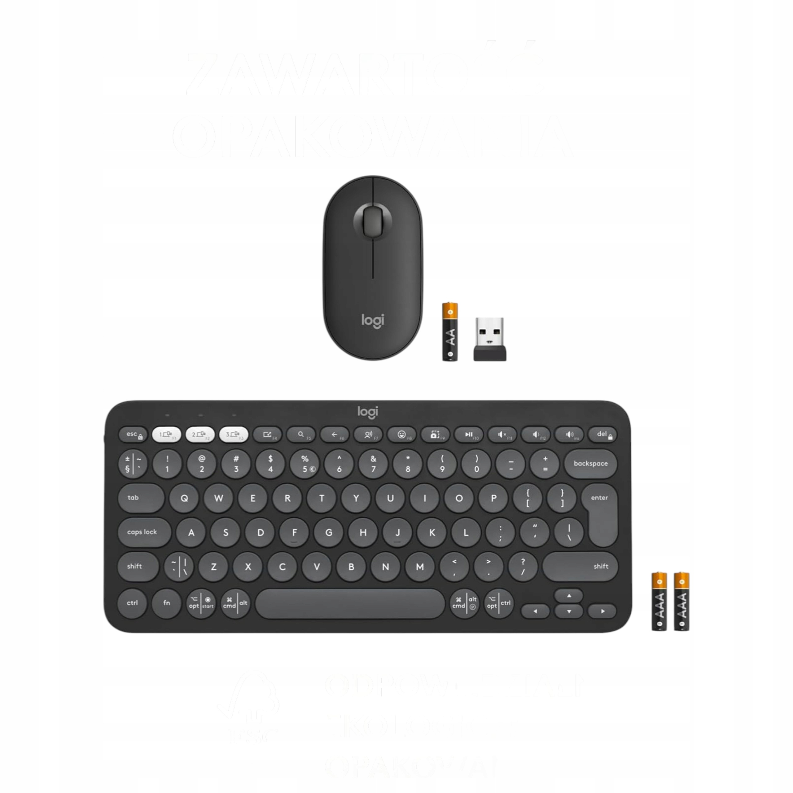 Sada Bezdrôtová klávesnica Logitech Pebble 2 Combo Grafitová