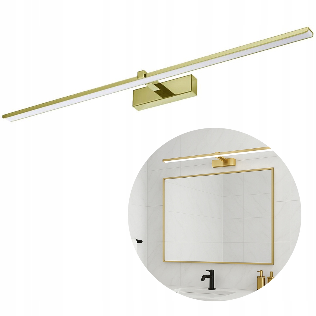 Kinkiet Do Łazienki Led 24W Długi 120 cm Złoty Lampa Nad Lustro Obraz Metal