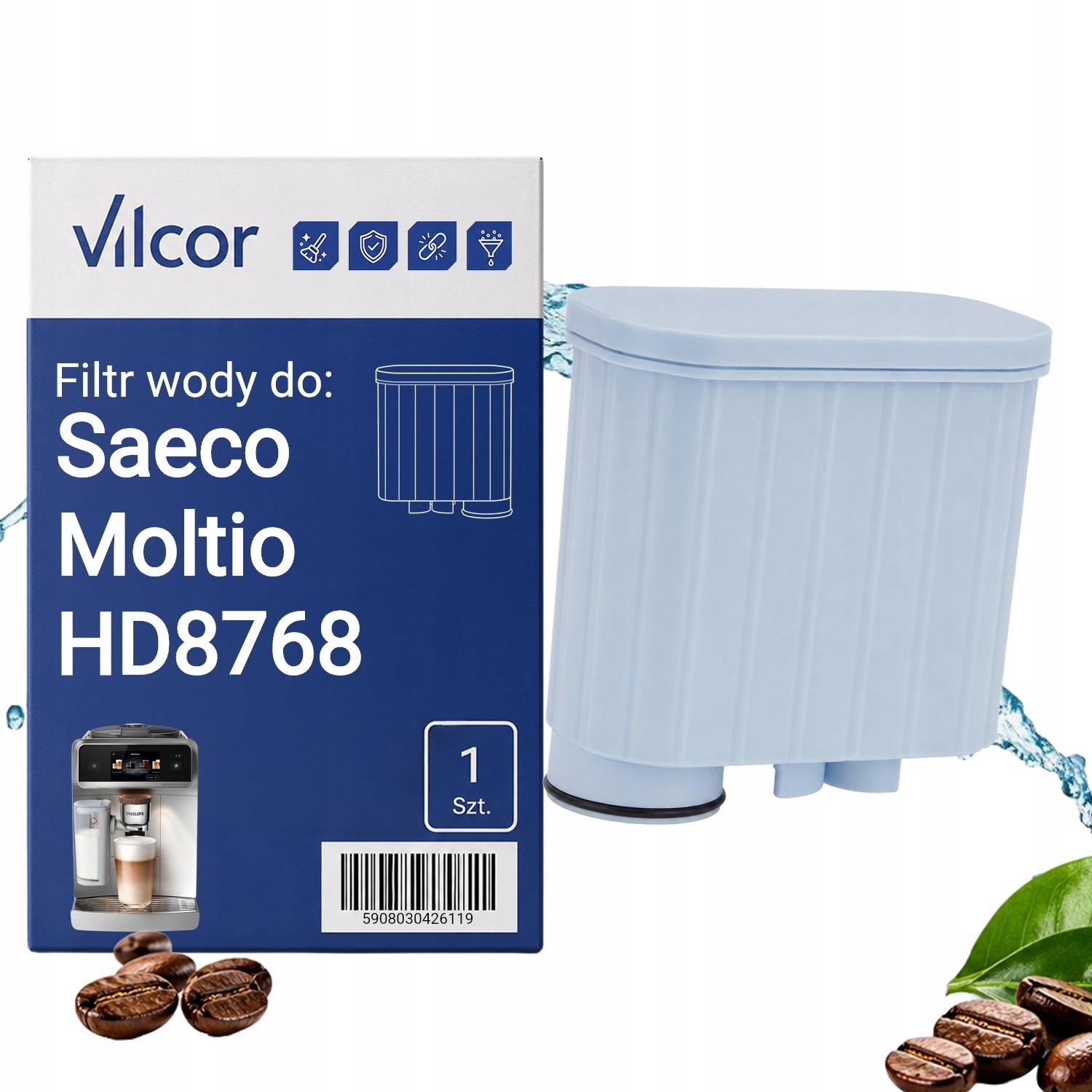 Filtr Do Ekspresu Saeco Moltio HD8768 Ciśnieniowy, Wydajny, Wody, Ochrona