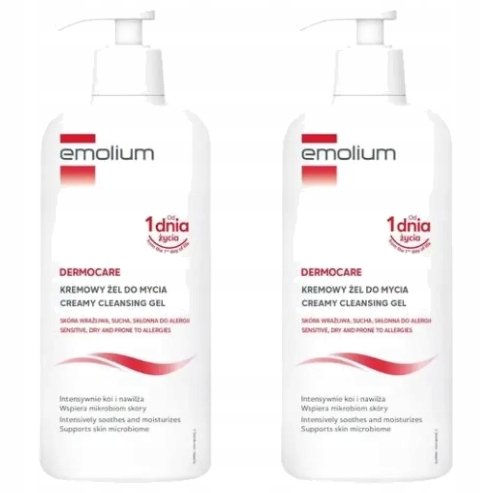 2x Emolium Dermocare Kremowy żel do mycia, 400 ml