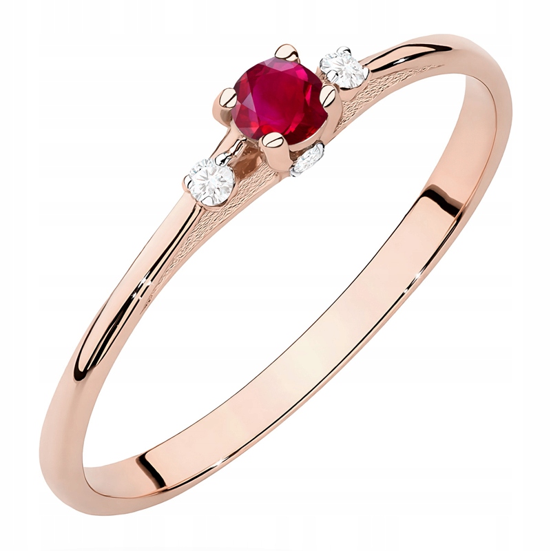 Růžově Zlatý Prstýnek ryzosti 585 Rubín Brilianty