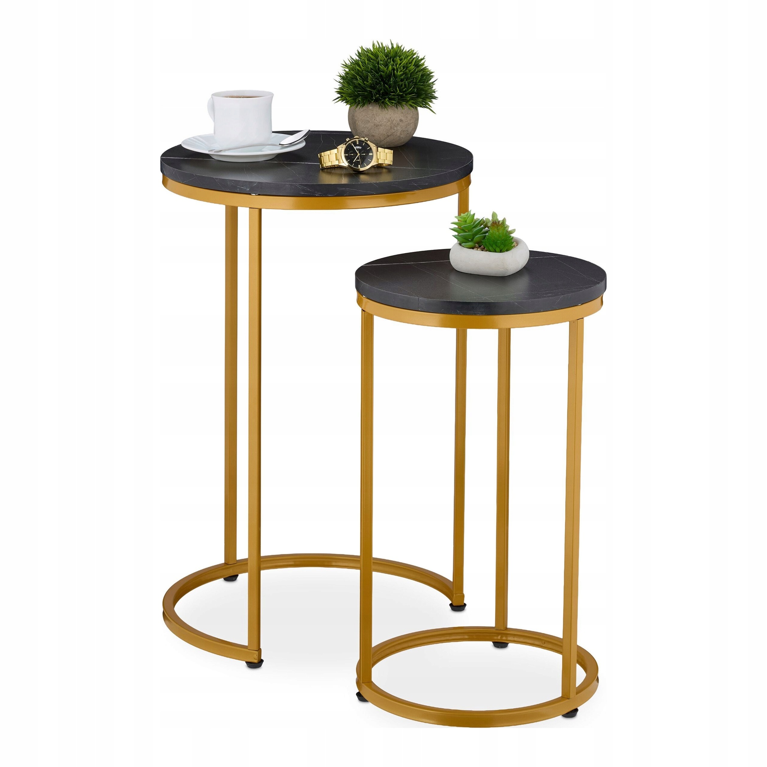 Pomocné konferenční stolky do obývacího pokoje Ložnice 2 ks Mdf Železo Designové