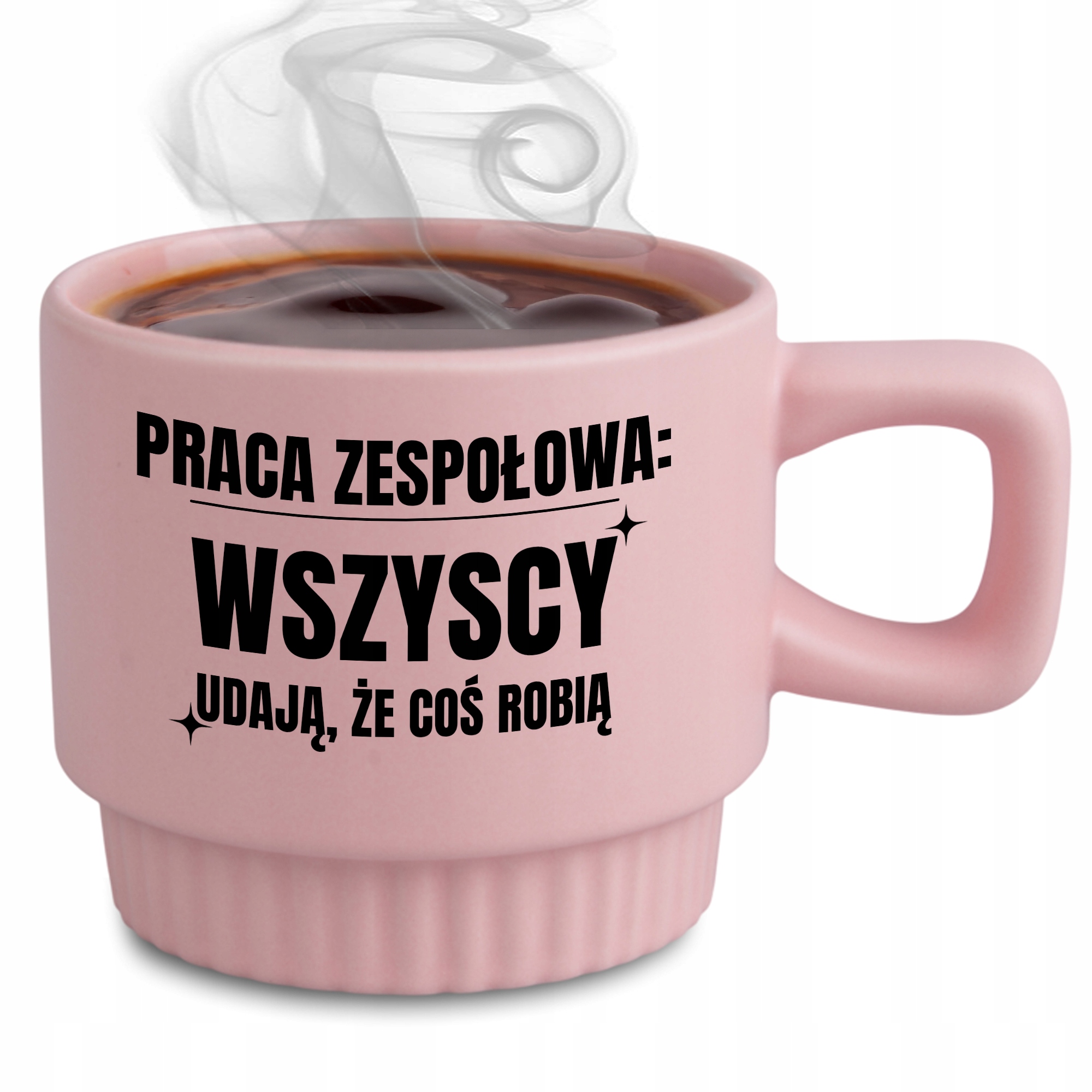 Ryflovaný hrnček Ružový Tímová Práca Darček do kancelárie práce Korpo