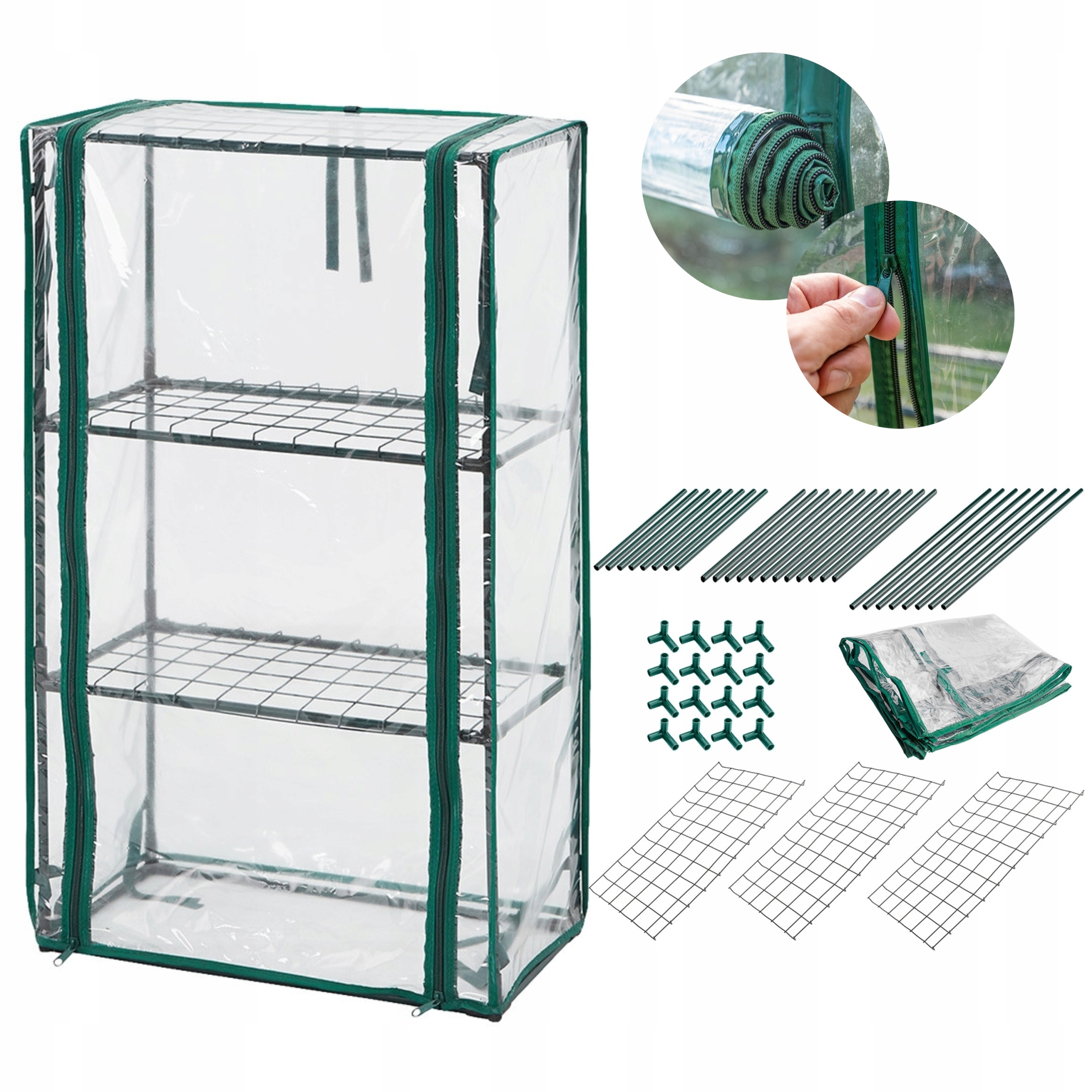 MINI SZKLARNIA BALKONOWA ZIELNIK 3 PÓŁKI FOLIA ogrodowa taras balkon FOLIAK Kod producenta 15-910