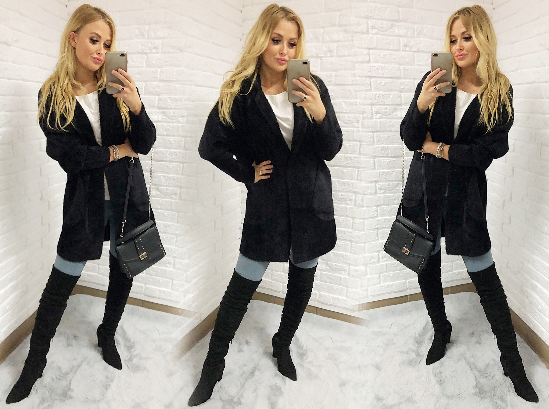 PLUS SIZE 44-54 SWETER ALPAKI PŁASZCZ DUŻYoversize Długość do połowy uda