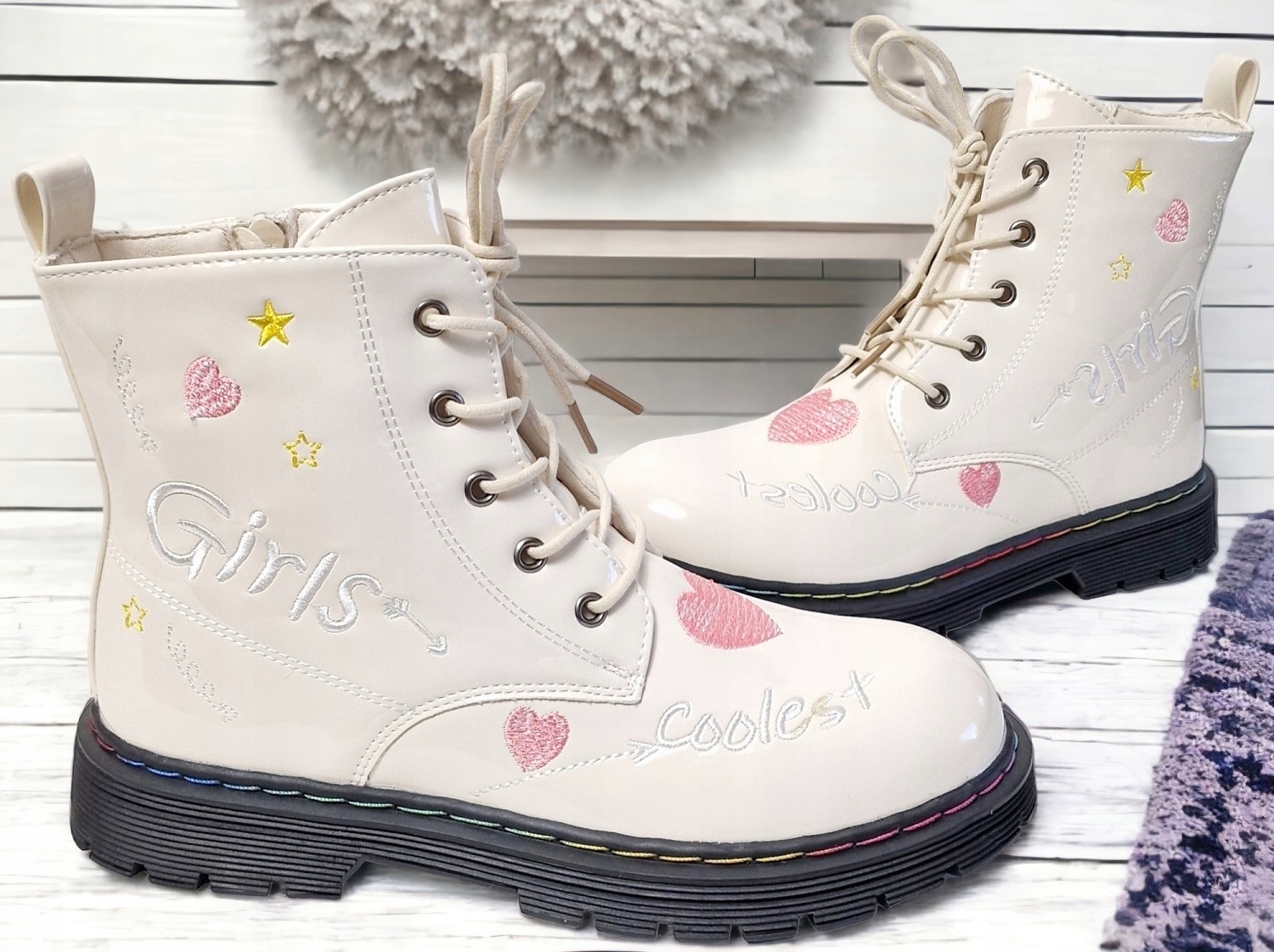 Kozaczki Zamek Kremowe Śniegowce Futerko Botki Dziewczęce Ocieplane *36* Marka Inna marka