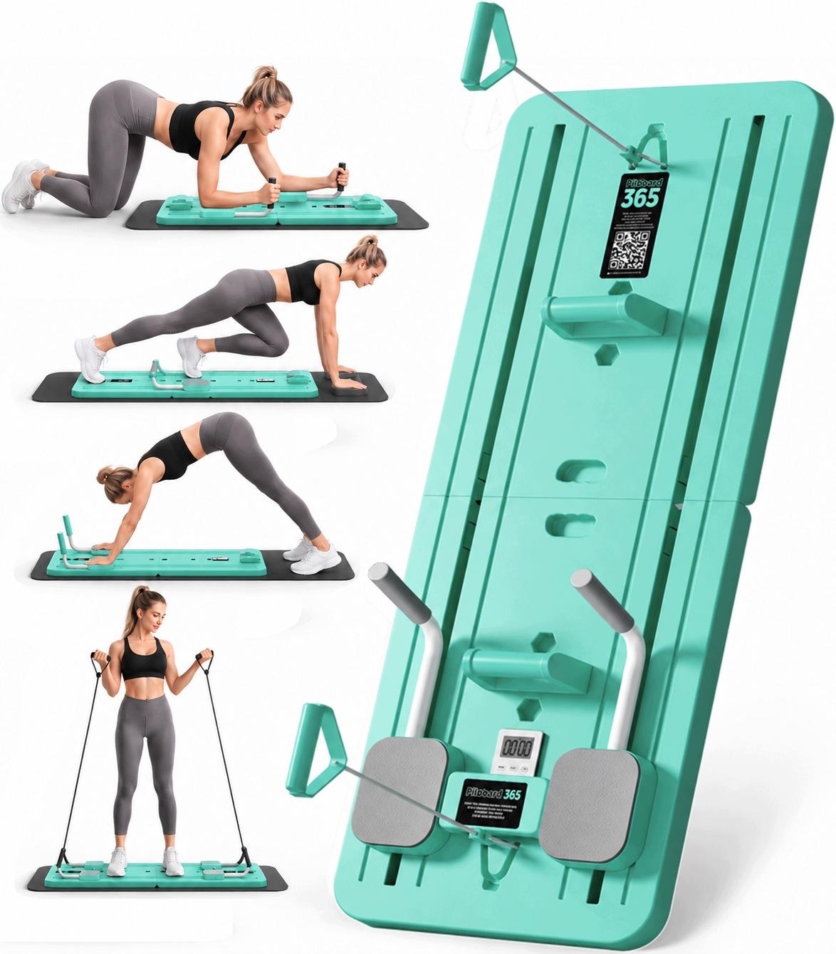 Pilates Reformer Zestaw Sprzęt Do Ćwiczeń W Domu Dla Kobiet Deska 12W1 Gumy