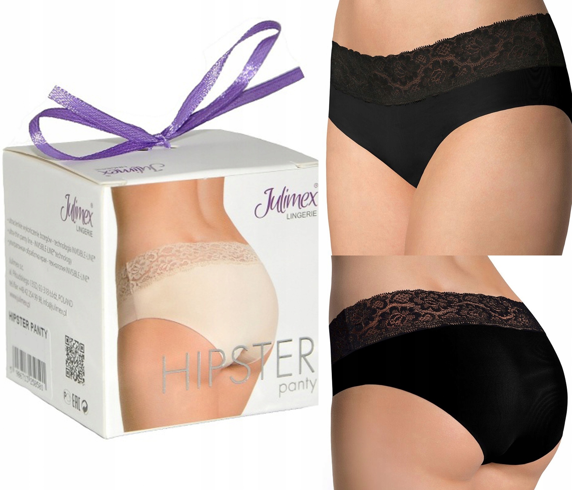 

julimex Hipster panty Figi bezszwowe Czarne L