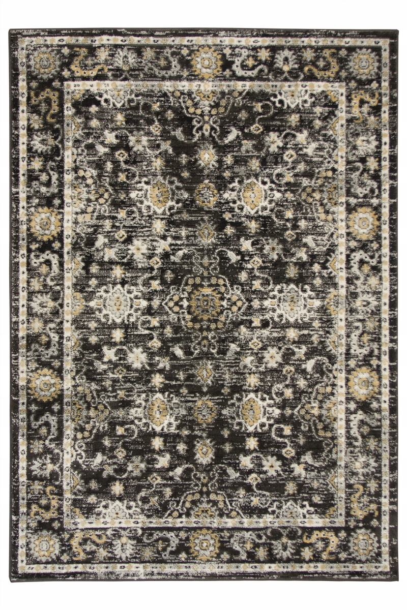 

60x100 cm Antracyt Szary Krem Ornamentowy Dywan