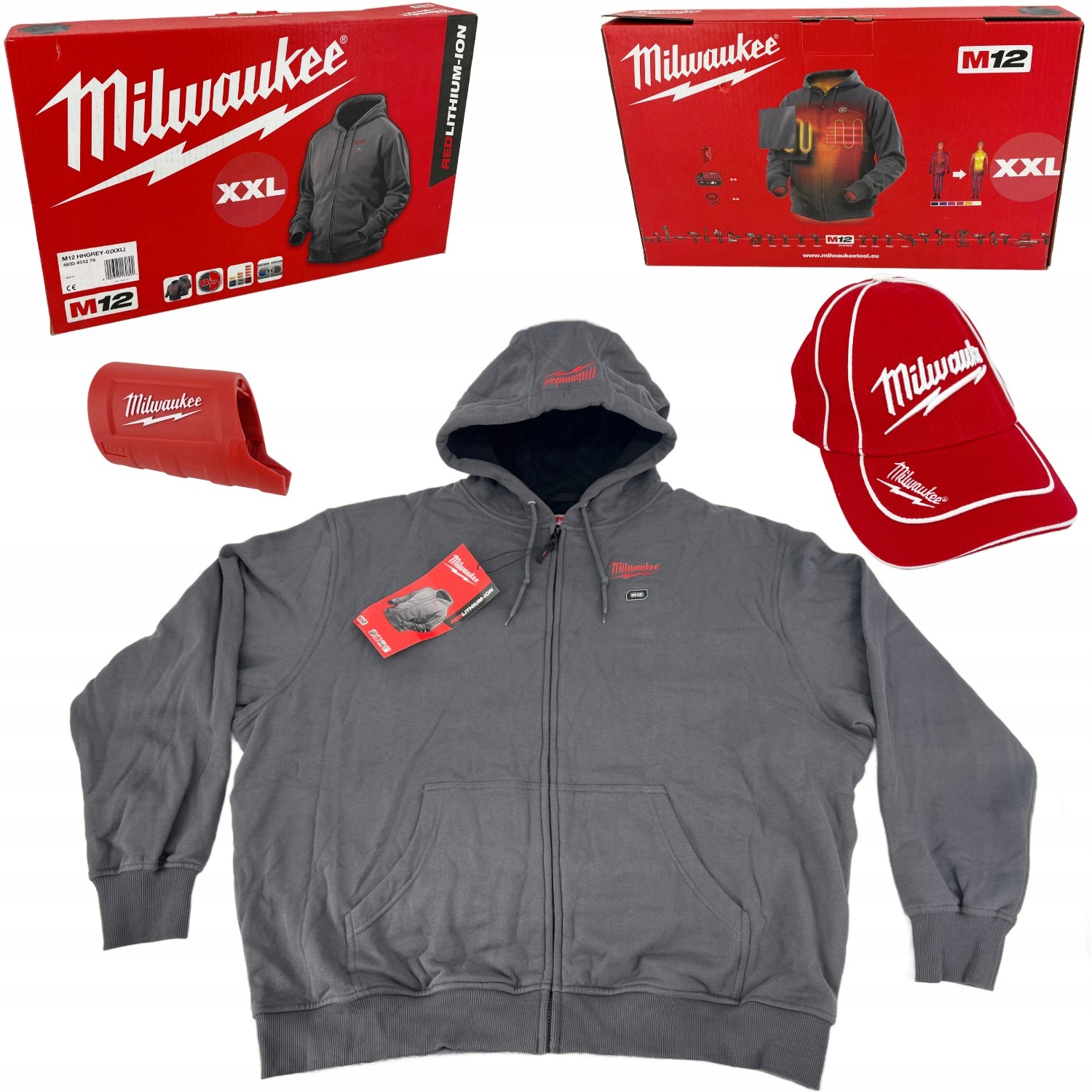 Milwaukee bluza z kapturem podgrzewana Akumulatorowa szara XXL M12HHGREY