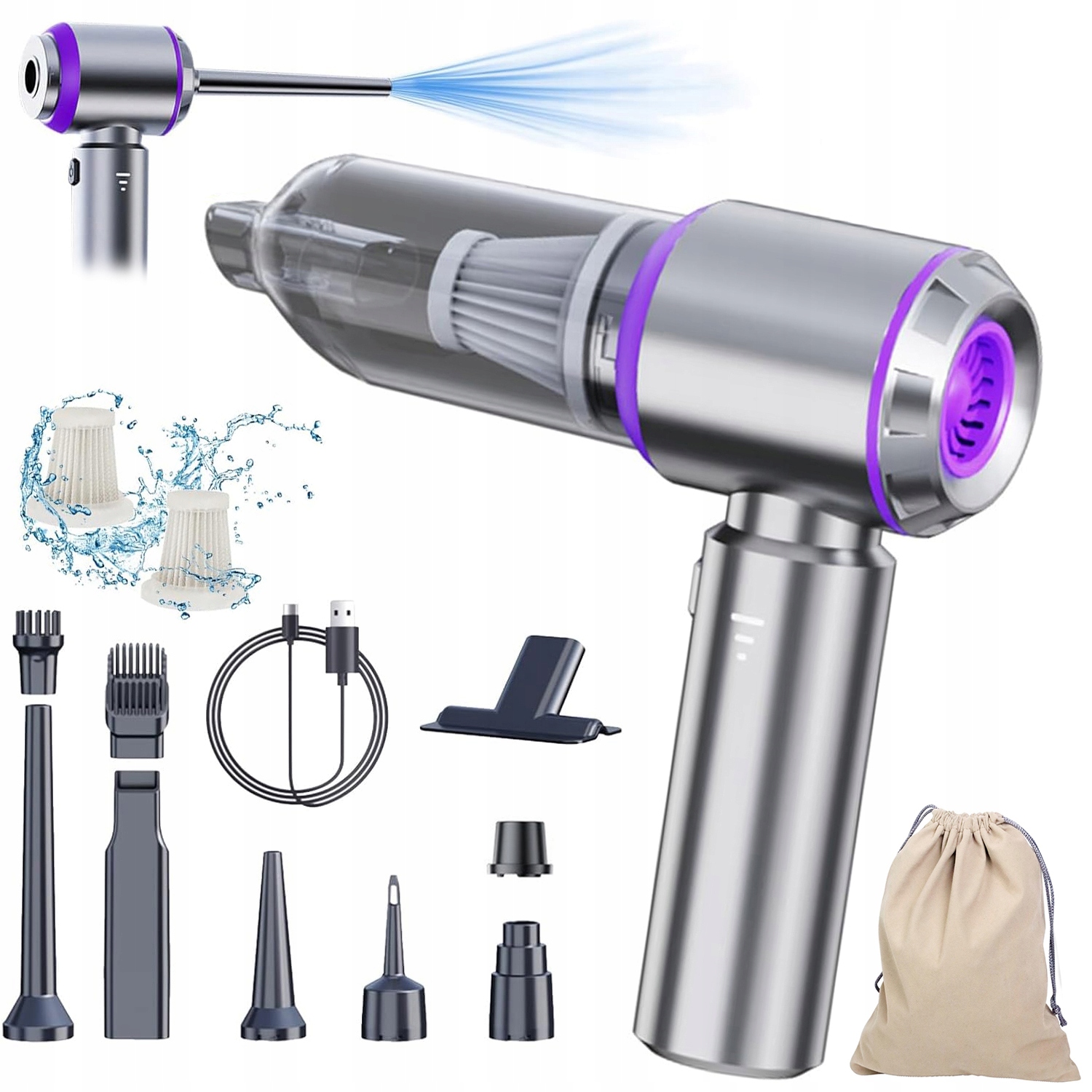 Vysavač Do Auta Bezdrátový Přenosný Ruční Foukač 16000PA