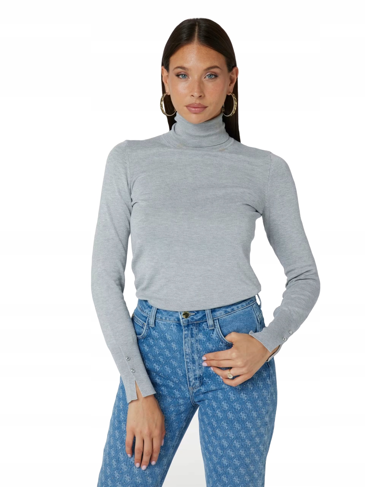 Guess Šedý Dámský Svetr S Přiléhavým Rolákem