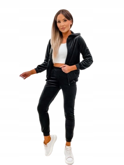 Moon Komplet Teplákovka Dámský Velurový Zip 829 M Černý