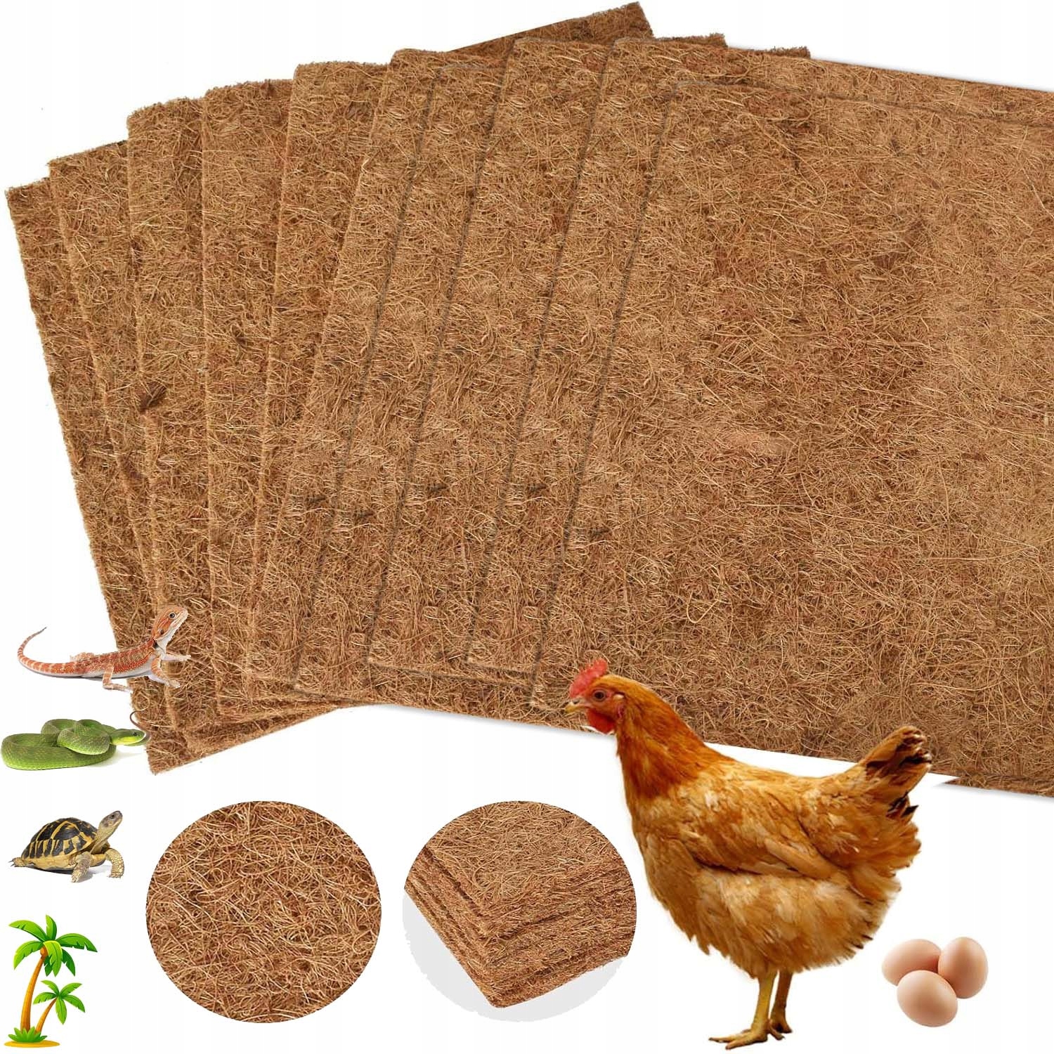 Levně 10X Kokosová Podložka 30X30 CM Do Klece Pro Králíka, Křečka, Prasátka, Přírodní Podklad
