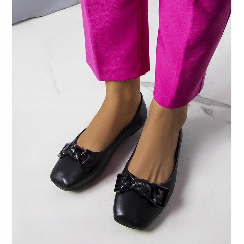 Czarne Skóra ekologiczna Buty Baleriny r.38 Stan opakowania oryginalne