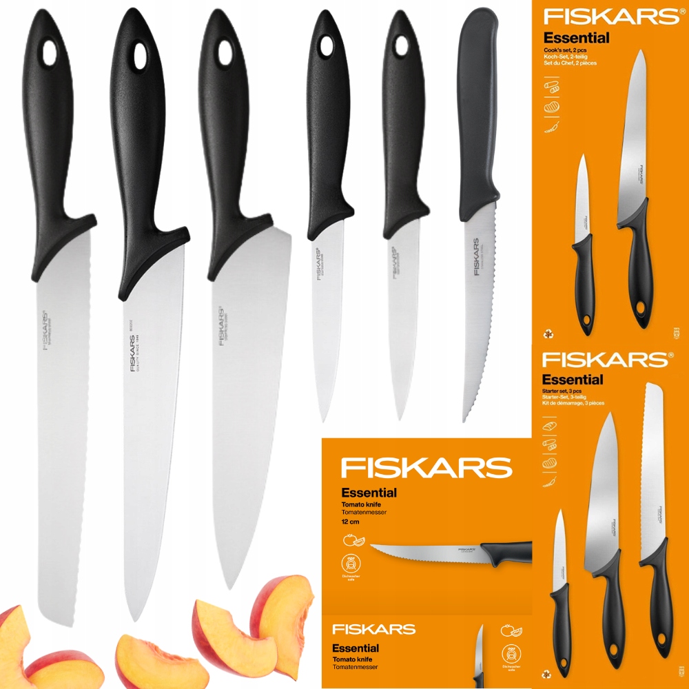 Fiskars Essential Komplet 6 noży (kuchenne Szefa do pomidorów) stal
