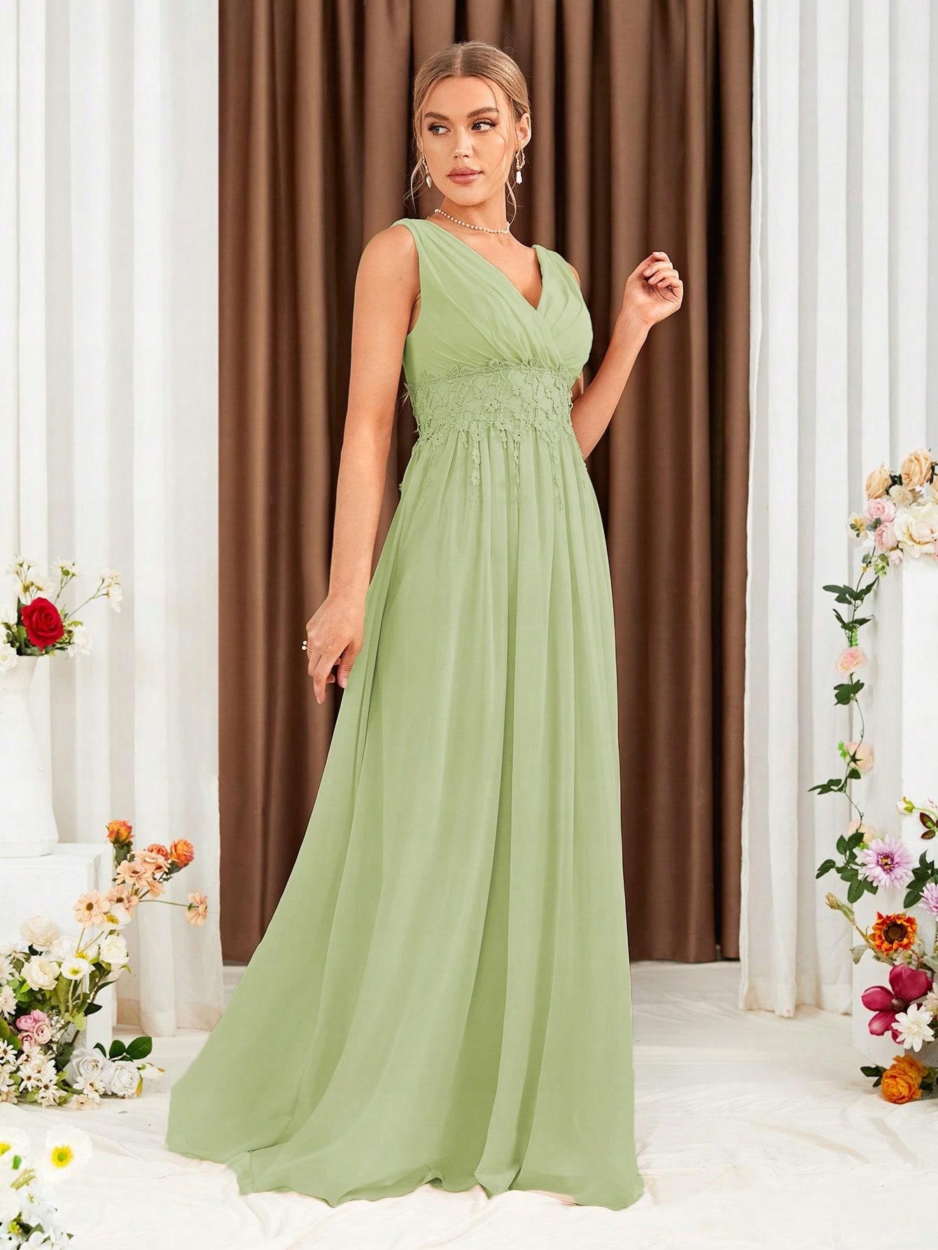 FC53203 Shein Šifonová Šaty Maxi S Krajkou Na Svatební Hostina Ples (19) XL