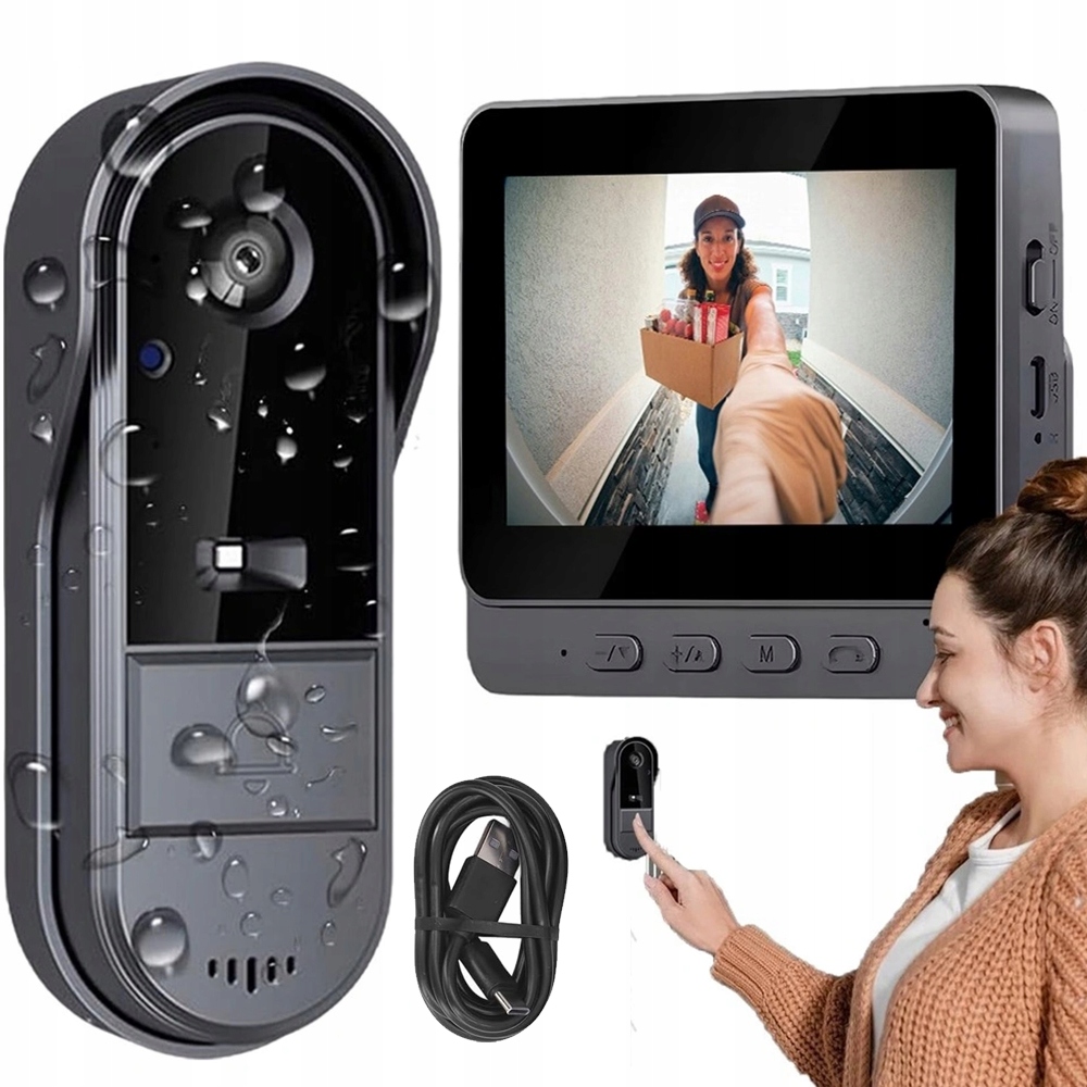 Wideodomofonowy Do Drzwi Kamerą Domofon Wideodomofon Dzwonek Bezprzewodowy