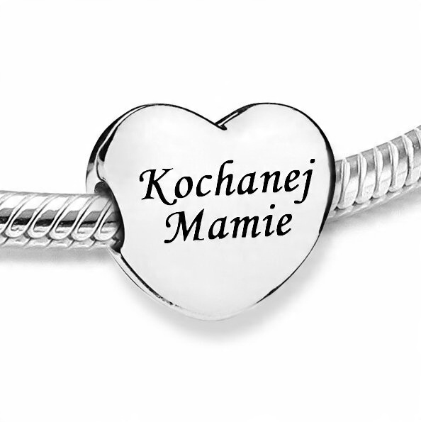 

Beads Srebro 925 Koralik Serce Kochanej Mamie