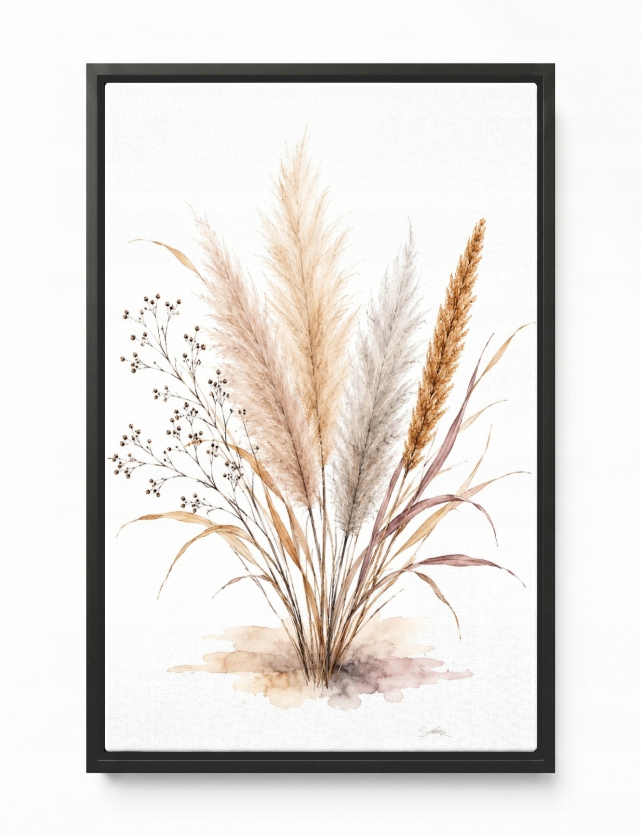 Obraz Rám Americký Box Akvarel Příroda Dekorace Tráva Pampasová 80x120