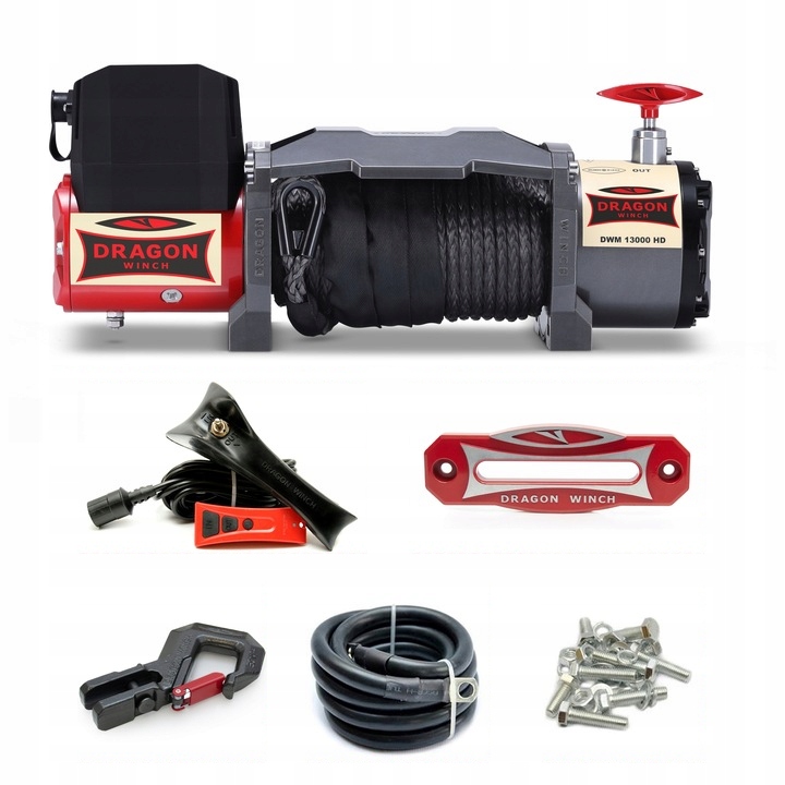 Dragon Winch Navijak Maverick Dwm 13000 Hd S 12V 20 m Syntetický Šedý Kpl