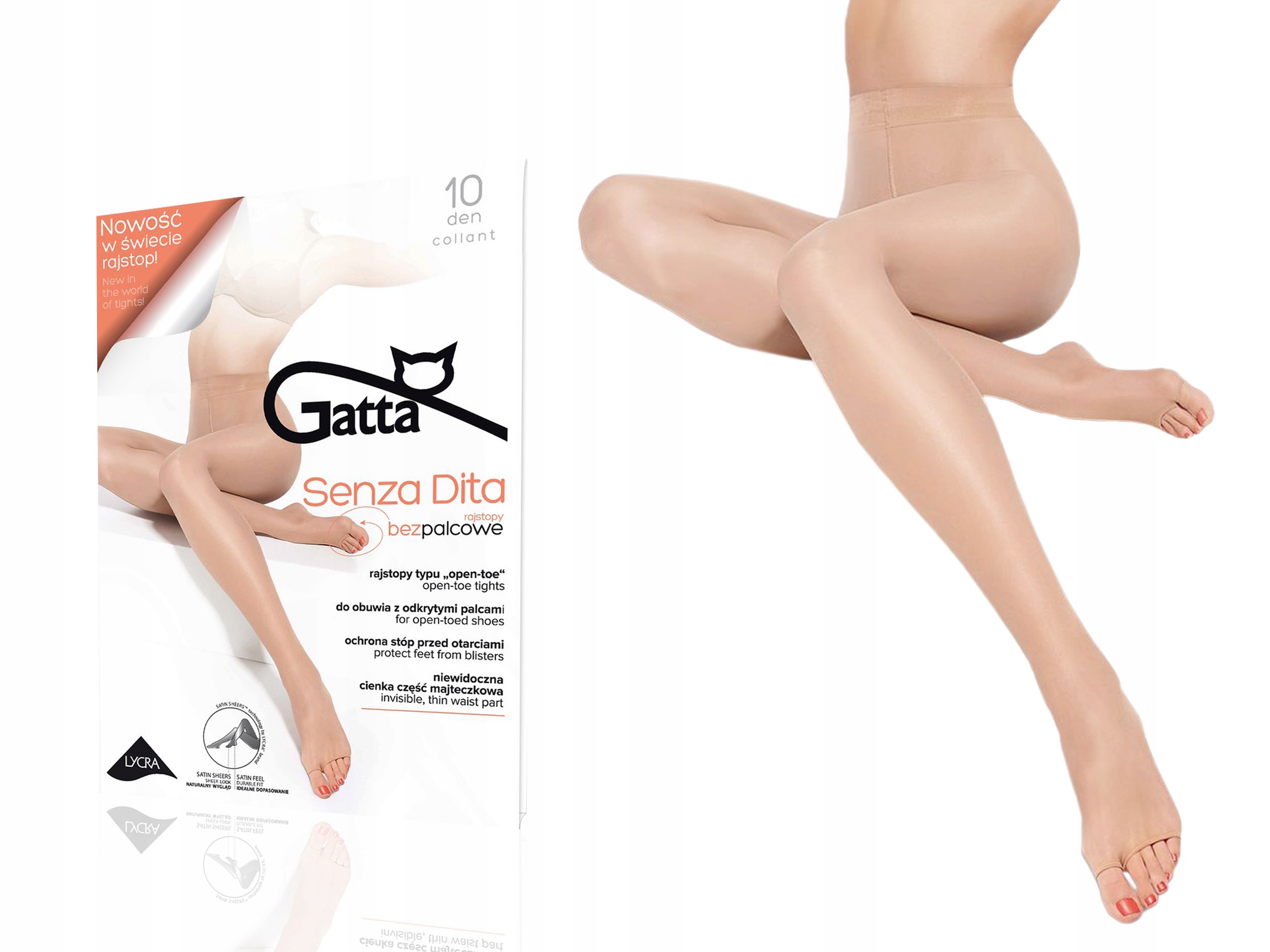 

Rajstopy Gatta Senza Dita, 10 den, lycra, dune 2-S