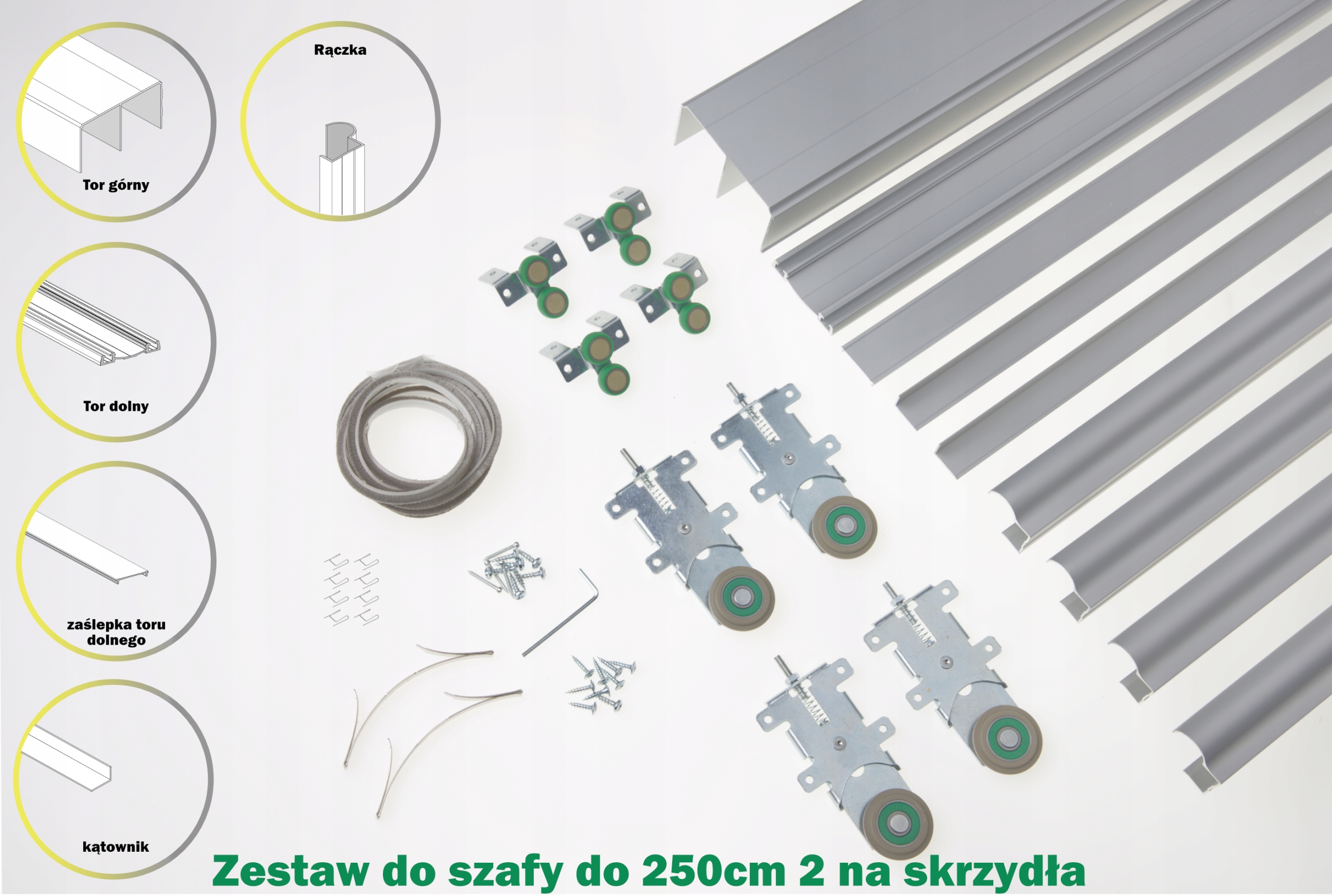 System przesuwny do szaf 250cm 2 skrzydła Sevroll