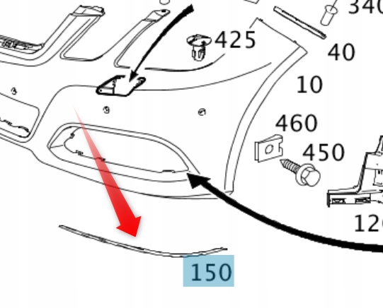 Chromovaná Lišta Předního Nárazníku Mercedes E W212 P