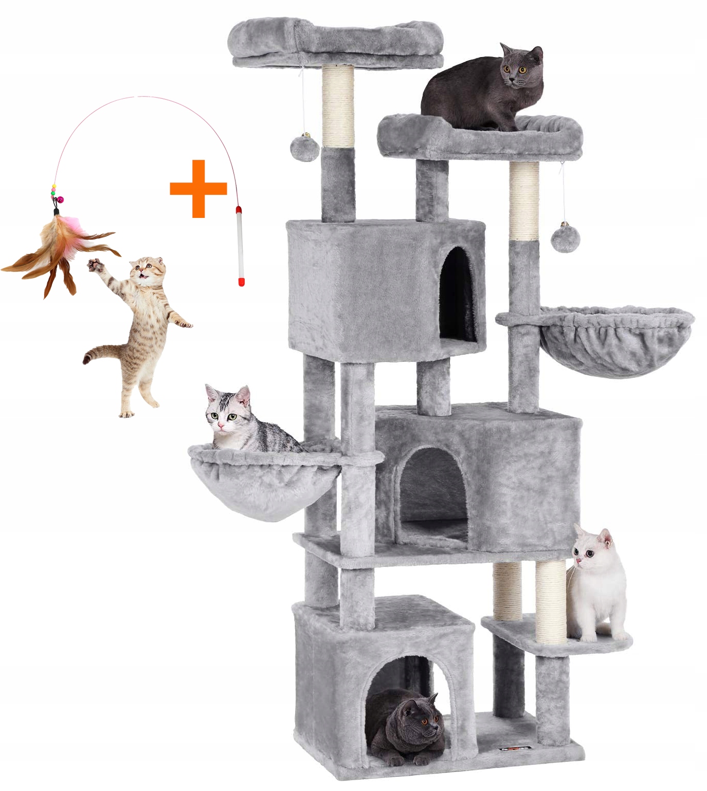 Levně Drapak Pro Kočky Domeček Budka Dřevo Věž XXL 164 cm