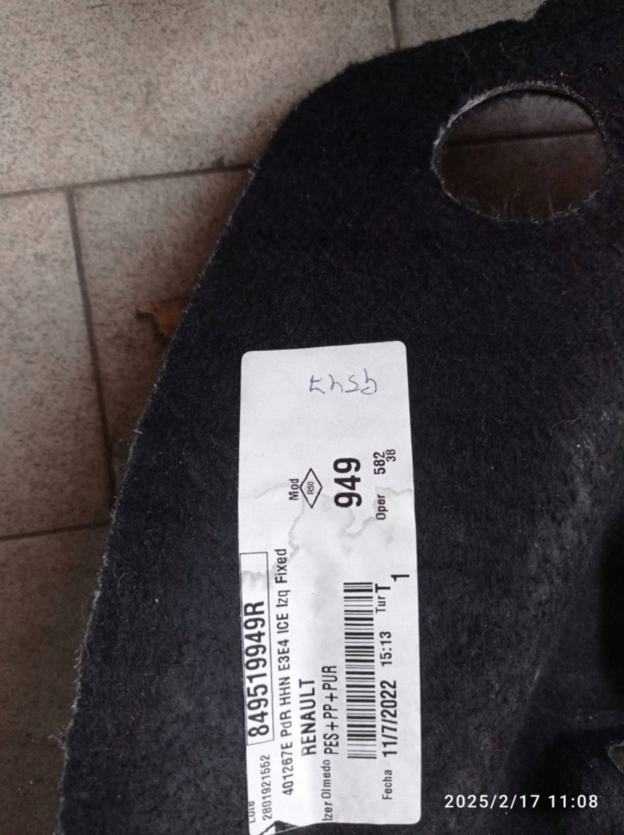 boot upholstery rear part side left Renault Austral 849519949R
