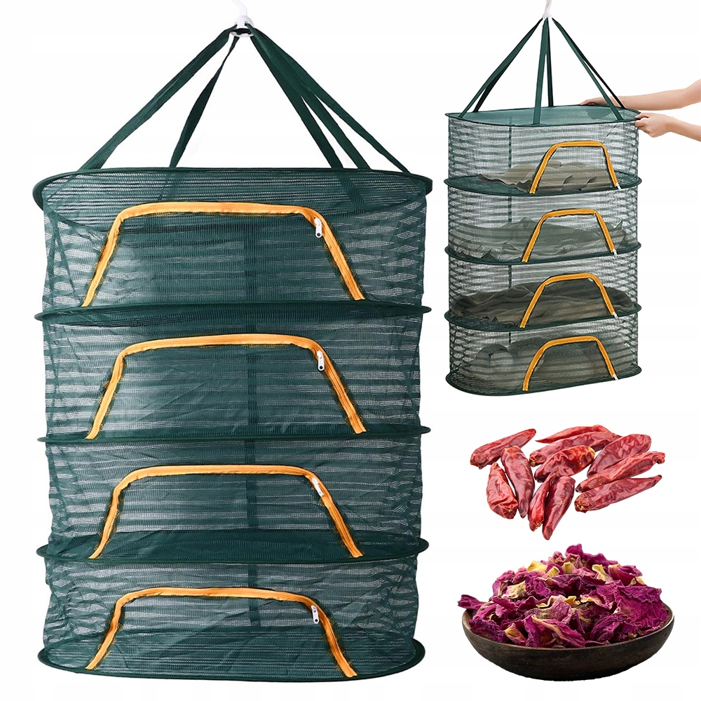 Sušička Síťka 4-ÚROVŇOVÁ 60 CM Bylinky Ovoce Houby Ryby Rostliny Zippers