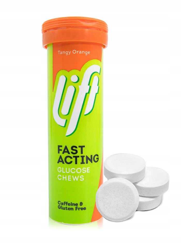 Glukoza LIFT Dekstroza w tabletkach kostki tuba Pomarańcza