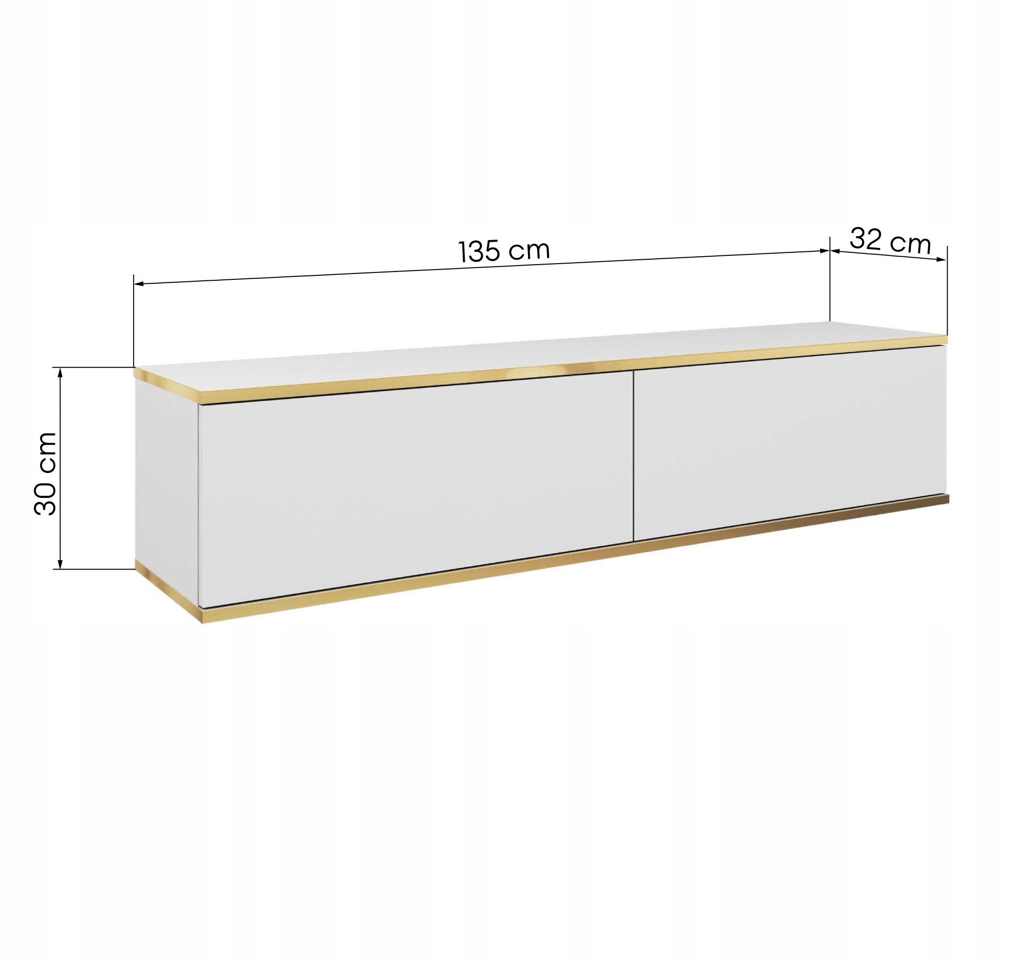 Szafka RTV wisząca ORO Biała 135 złote wstawki Kod producenta ORO/RTV135/bialy/mdf