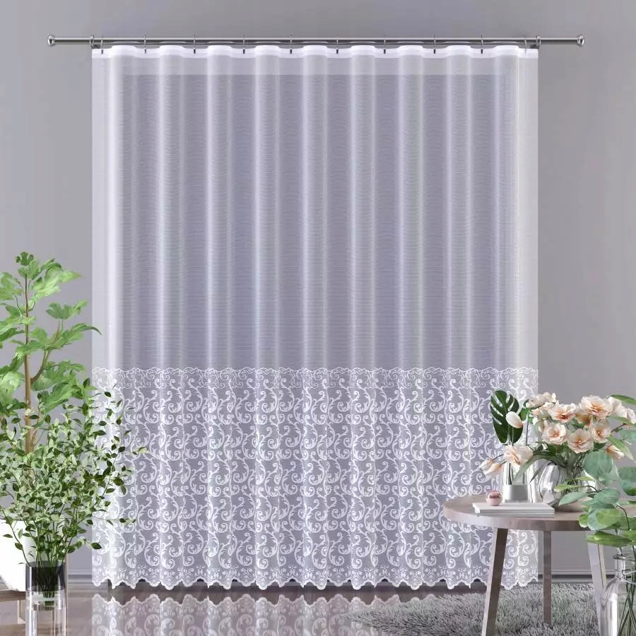 Mg Záclona lesk 630/10 Bílá 250X200 cm Hotová S Páskou Skr