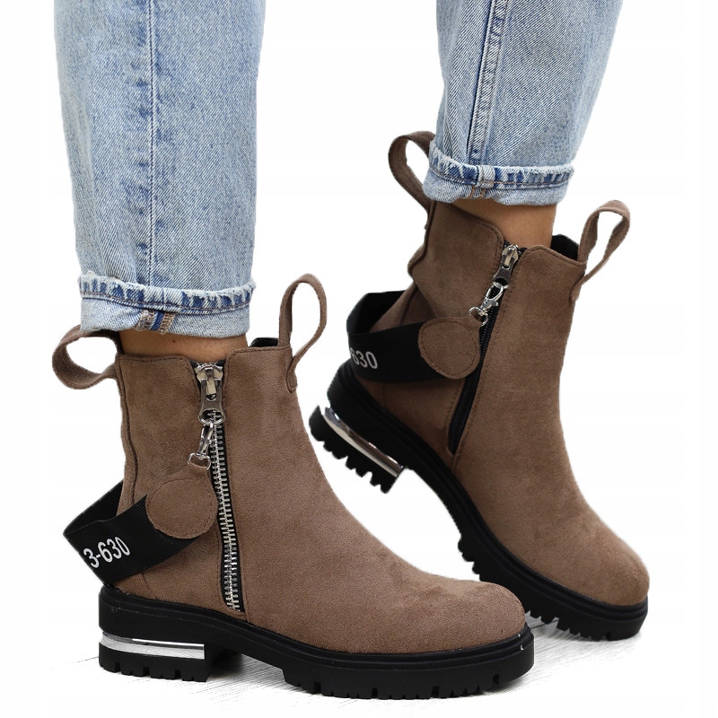 

Khaki botki zamszowe suwaki napisy NC1279 r.40