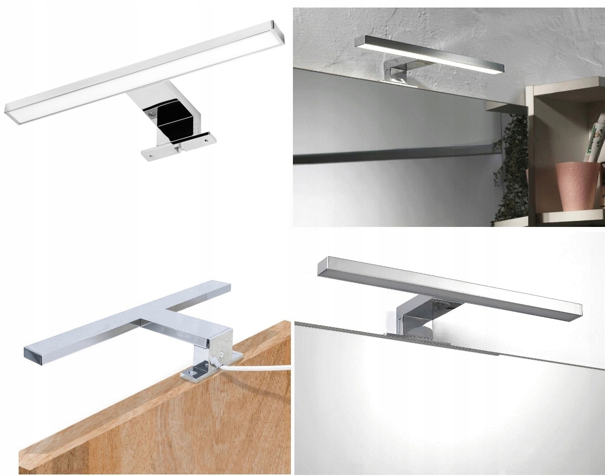 KINKIET LED ŁAZIENKOWY CHROM LAMPA NA LUSTRO SZAFKĘ 2w1 Długość/wysokość 30 cm