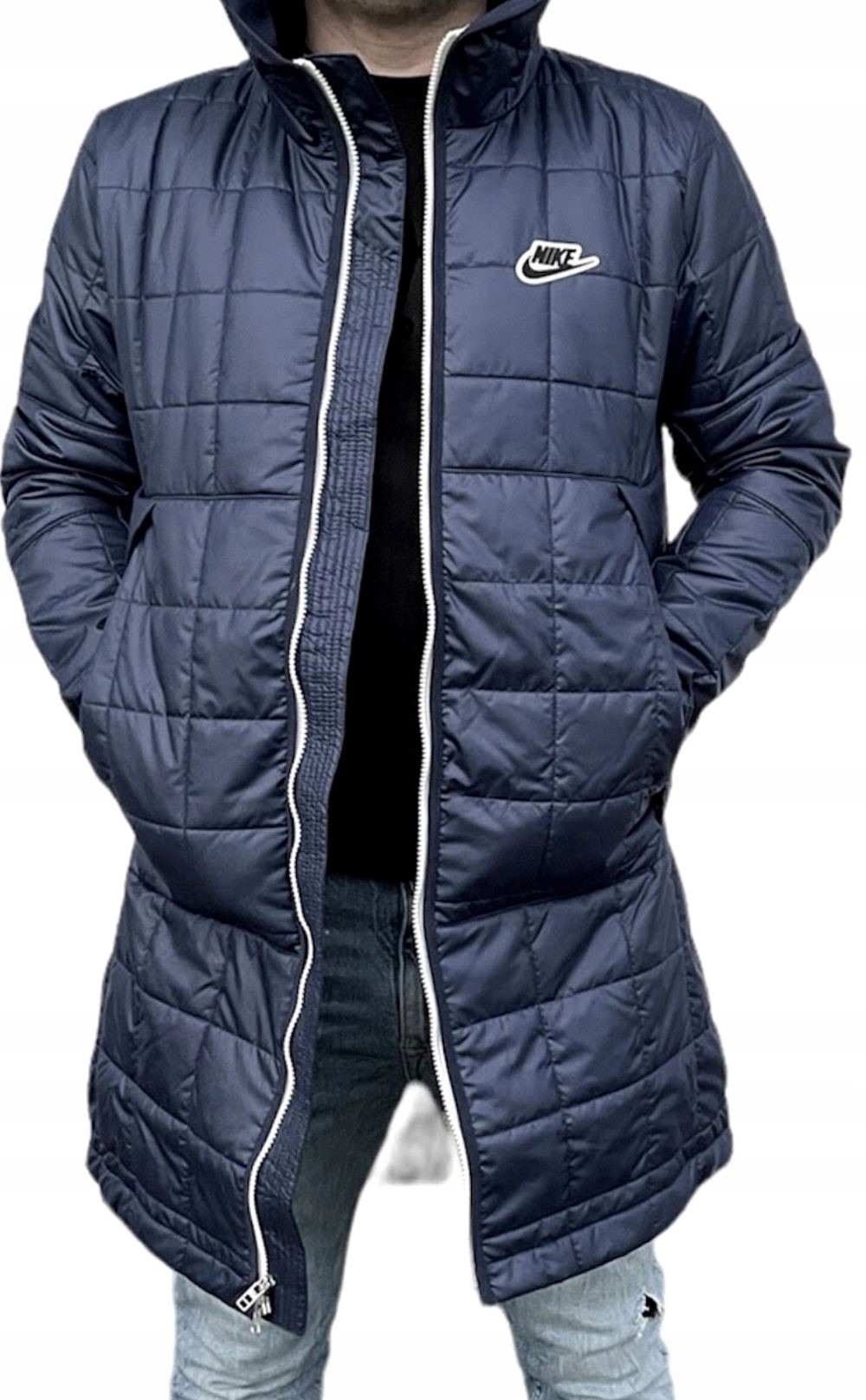 Parka męska zimowa długa kurtka kaptur Nike r. Xs