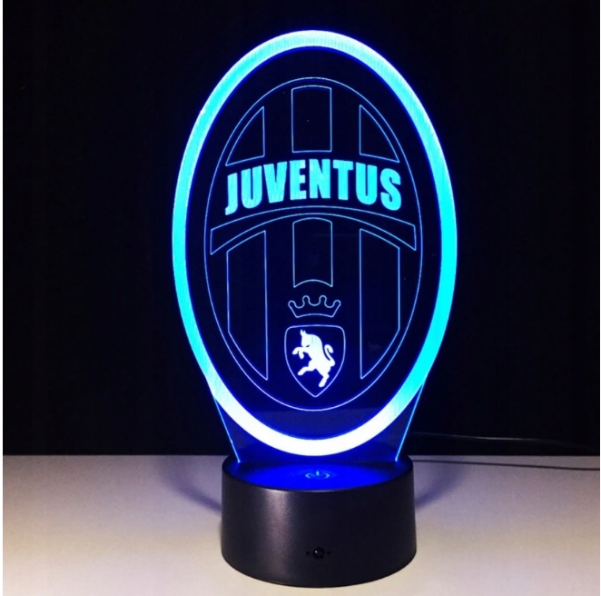Lampka Nocna Imię JUVENTUS KLUB LED 3D Grawer Zasilanie sieciowe