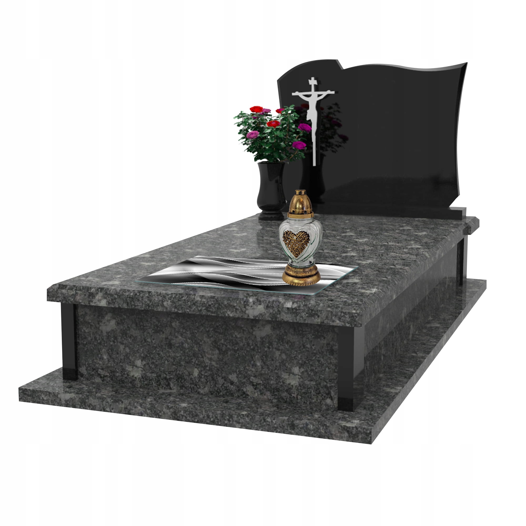 SZKLANA PODSTAWKA POD ZNICZE 60x30cm Jedwab 242d Motyw inny