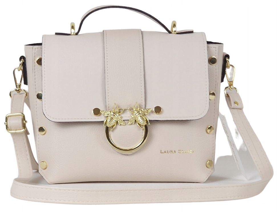 Laura Biaggi Polská Dámská Kabelka Přes Rameno Kufřík Béžová Eko Kůže