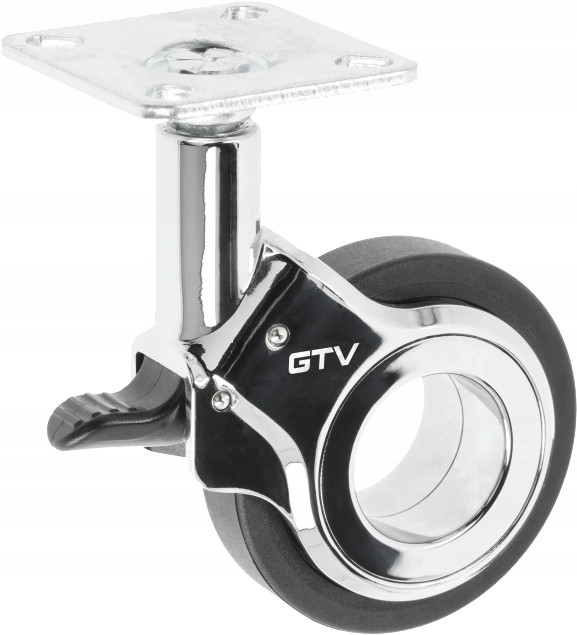 Kółka meblowe premium z hamulcem Gira, H=94 mm, fi60mm, czarny chrom, Gtv