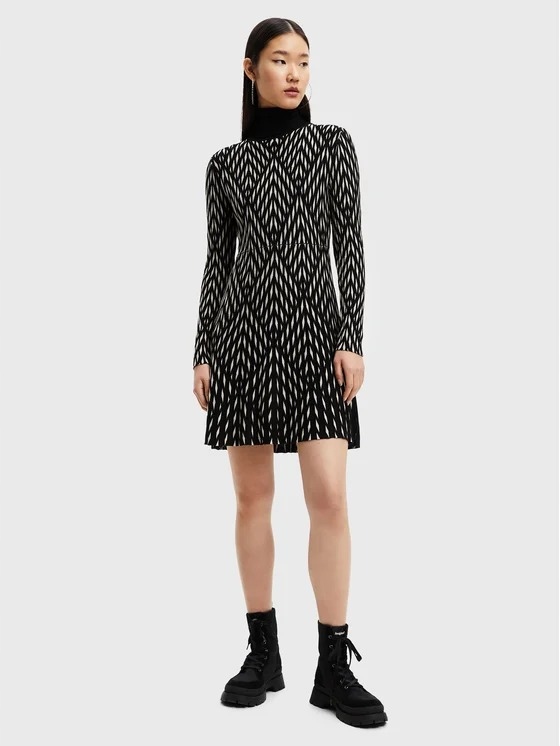 Desigual Černé Šaty S Rolákem A Dlouhým Rukávem, Velikost XL 6EA