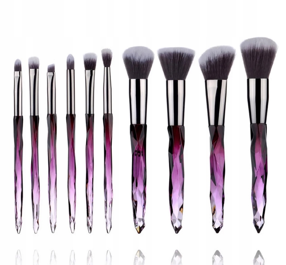 PĘDZLE DO MAKIJAŻU DIAMENTOWE KRYSZTAŁOWE FIOLET